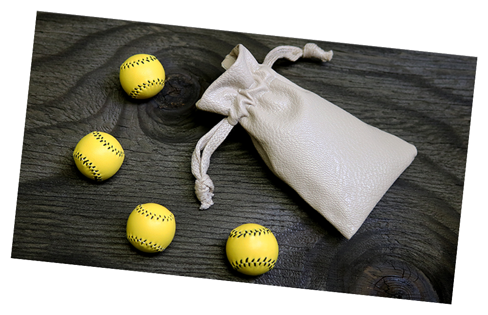 Cups and Balls Accessory - Hand Stitched Yellow Leather Balls - Set of 4 - Magic
