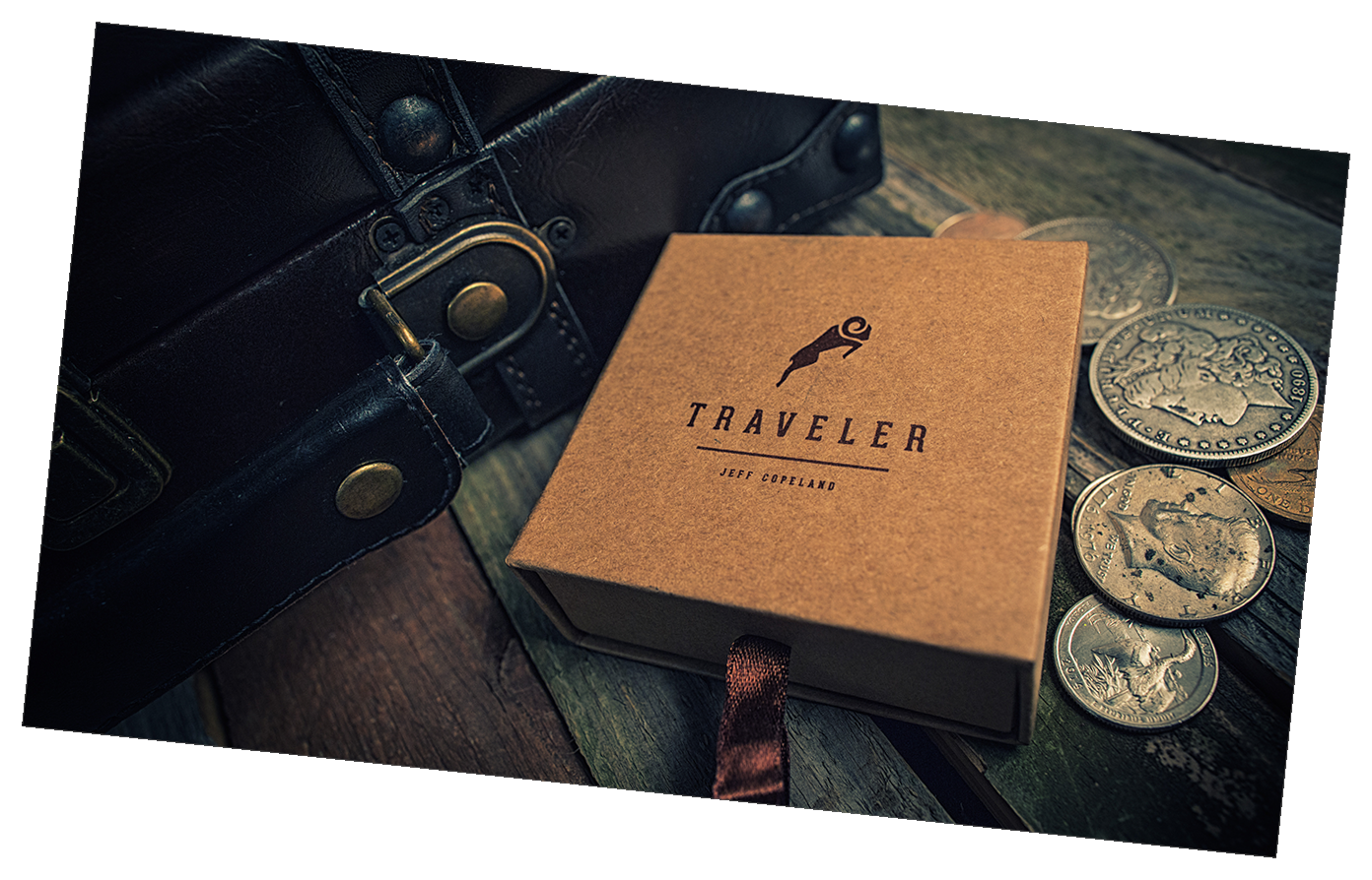 The Traveler  by Jeff Copeland - Leather Coin Magic Trick Wallet