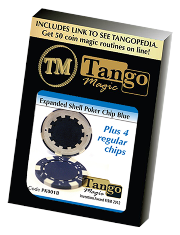 Expanded Shell Poker Chip Blue plus 4 Regular Chips (PK001B)  by Tango Magic - Trick