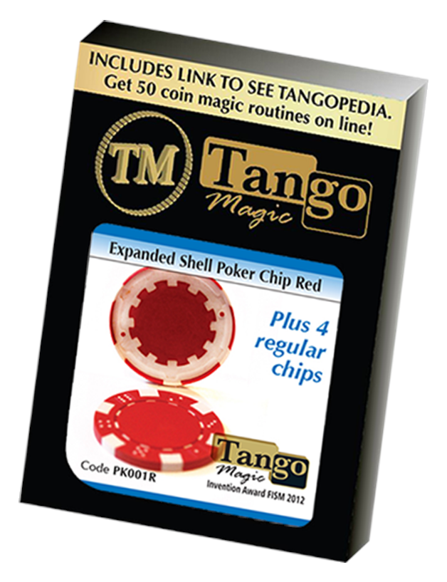 Expanded Shell Poker Chip Red plus 4 Regular Chips  - Tango Magic Trick