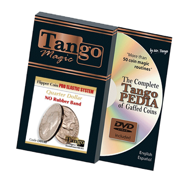 Flipper Coin Pro Elastic System (Quarter Dollar DVD w/Gimmick)(D0148) by Tango - Trick