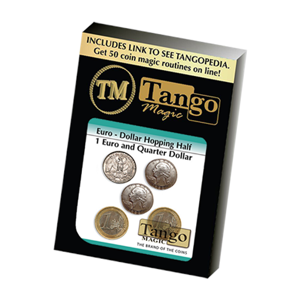 Euro-Dollar Hopping Half (1 Euro and Quarter Dollar) by Tango Magic-Trick (ED004)