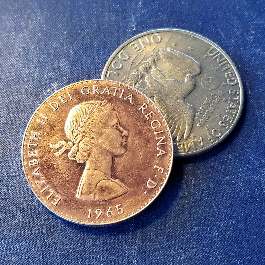 IKE Dollar and English Copper Silver Set