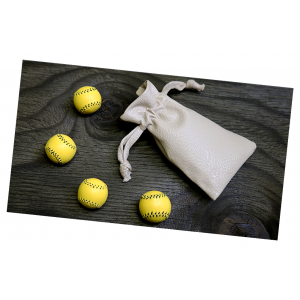 Cups and Balls Accessory - Hand Stitched Yellow Leather Balls - Set of 4 - Magic