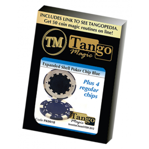 Expanded Shell Poker Chip Blue plus 4 Regular Chips (PK001B)  by Tango Magic - Trick