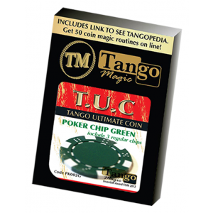 TUC Poker Chip Green plus 3 regular chips - Tango Coin Magic Trick Set