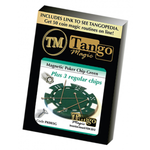 Magnetic Poker Chip Green plus 3 regular chips (PK003G) by Tango Magic - Trick