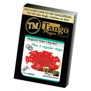 Magnetic Poker Chip Red  plus 3 regular chips (PK003R) by Tango Magic - Trick